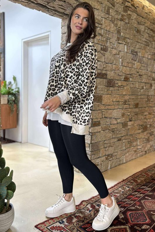 The Scamp Leopard Chillax Sweatshirt Ecru